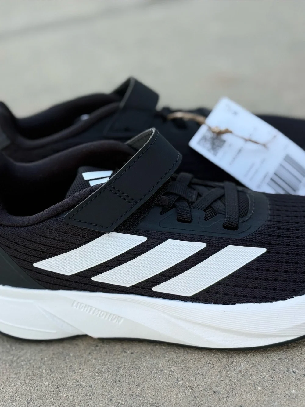 adidas Kids Black and White Hook-and-Loop Sneakers